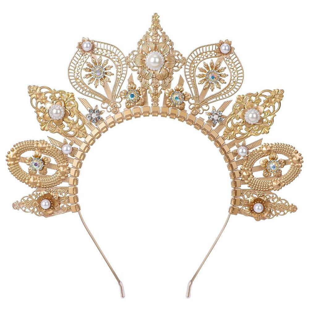 Sun Goddess Halo Crown Boho Gold Sunburst Headpiece for Women Cosplay Party